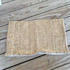 Pottery Barn linen Tan and Cream lumbar Accent Pillow cover boho textured